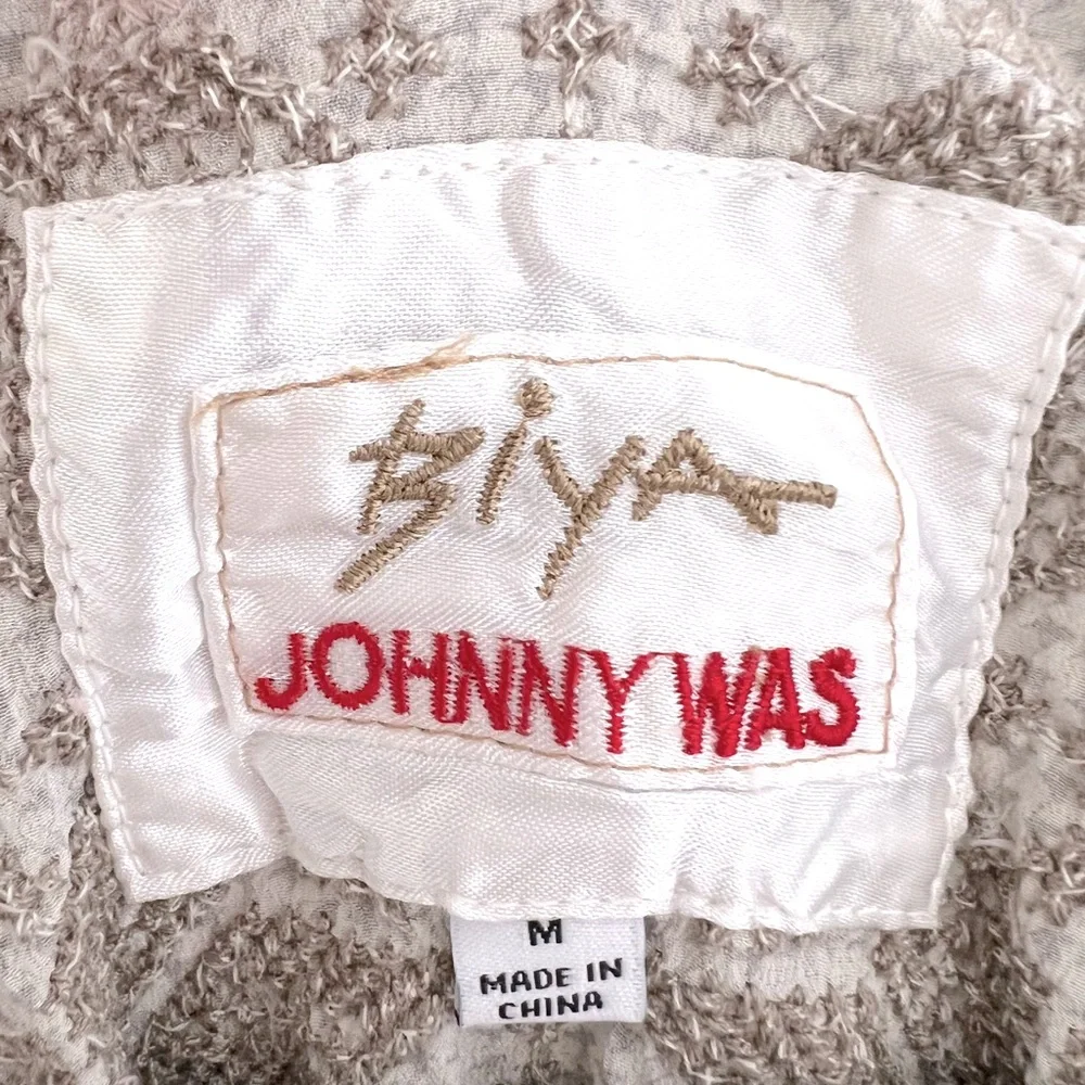 Johnny Was Biya 100% Silk Beige Embroidered Tunic Shirt Dress Boho Cottagecore M - Picture 7 of 11